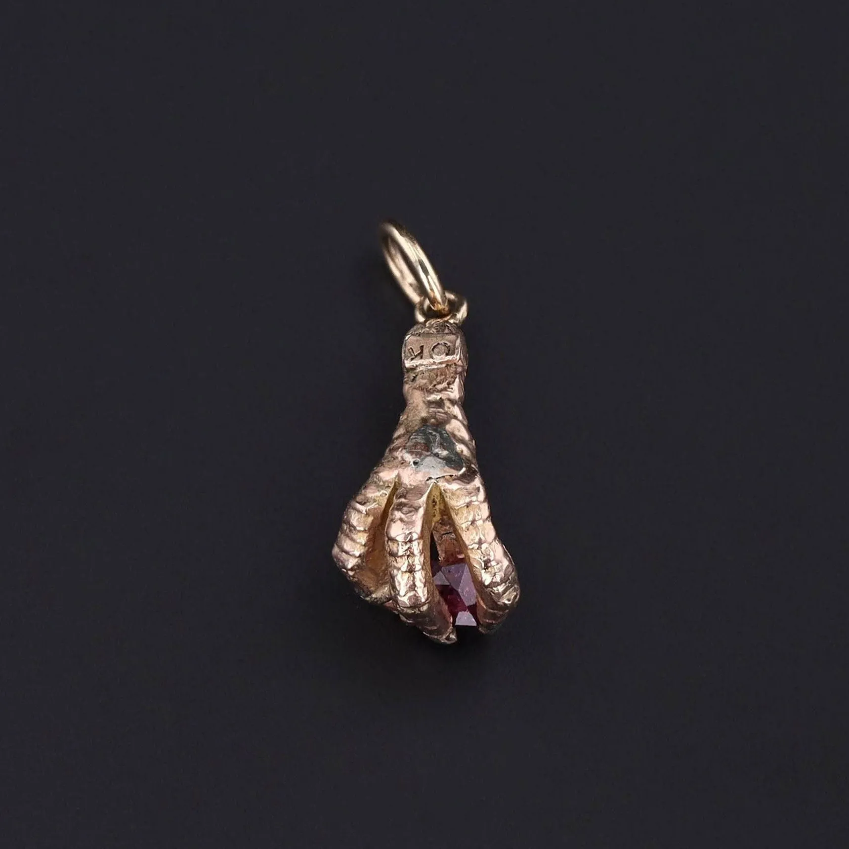 Antique Ruby Talon Conversion Charm of 10k Gold