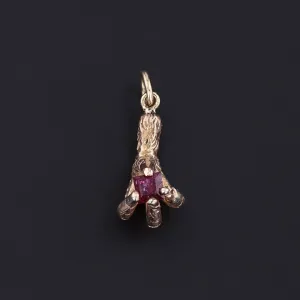 Antique Ruby Talon Conversion Charm of 10k Gold