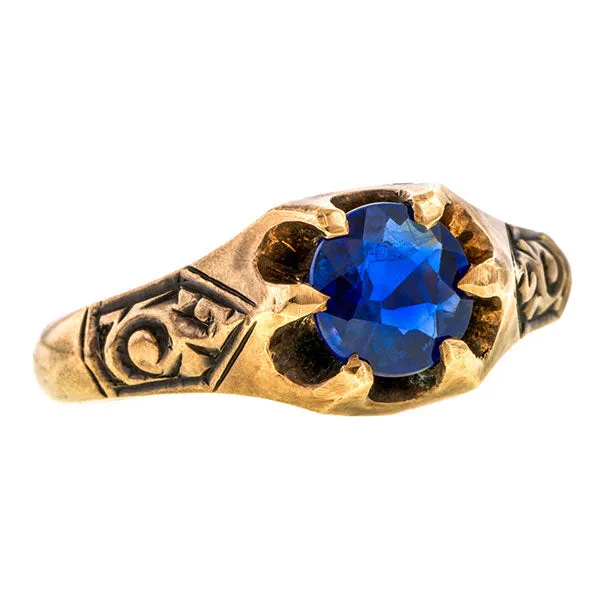 Antique Solitaire Ring, Sapphire 1.20ct.