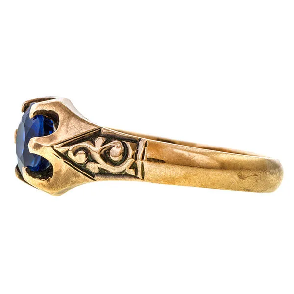 Antique Solitaire Ring, Sapphire 1.20ct.