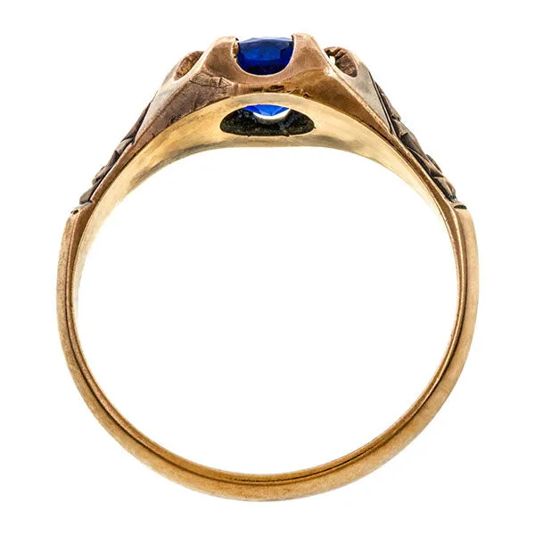 Antique Solitaire Ring, Sapphire 1.20ct.