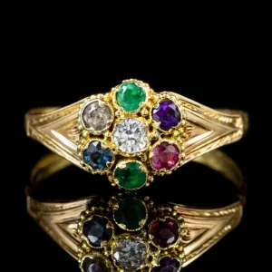 Antique Victorian Dearest Ring 15Ct Gold Circa 1860
