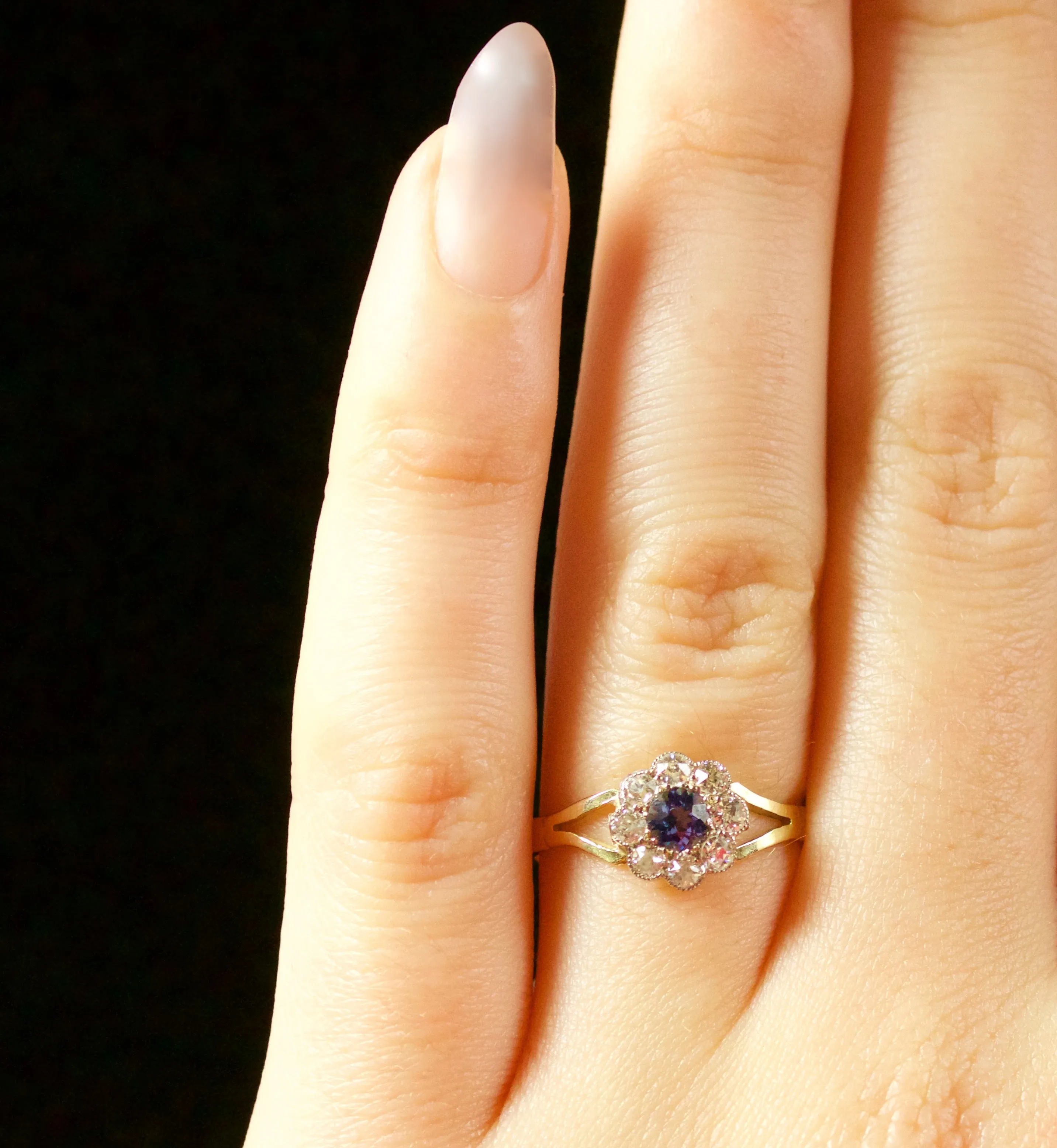 Antique Victorian Sapphire Diamond Ring 18Ct Gold Circa 1900