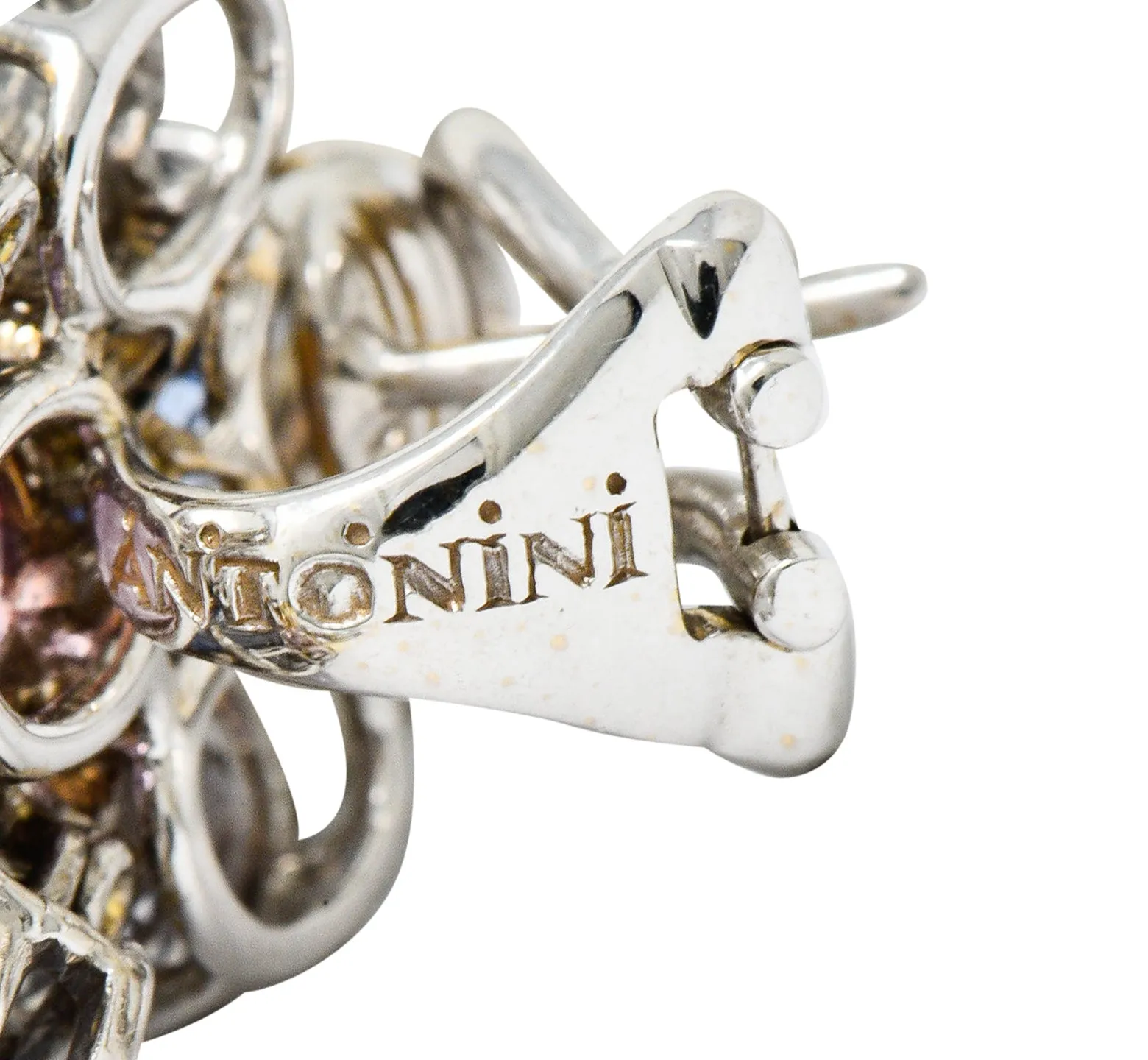 Antonini 32.45 CTW Sapphire Diamond 18 Karat White Gold Italian Chandelier Earrings