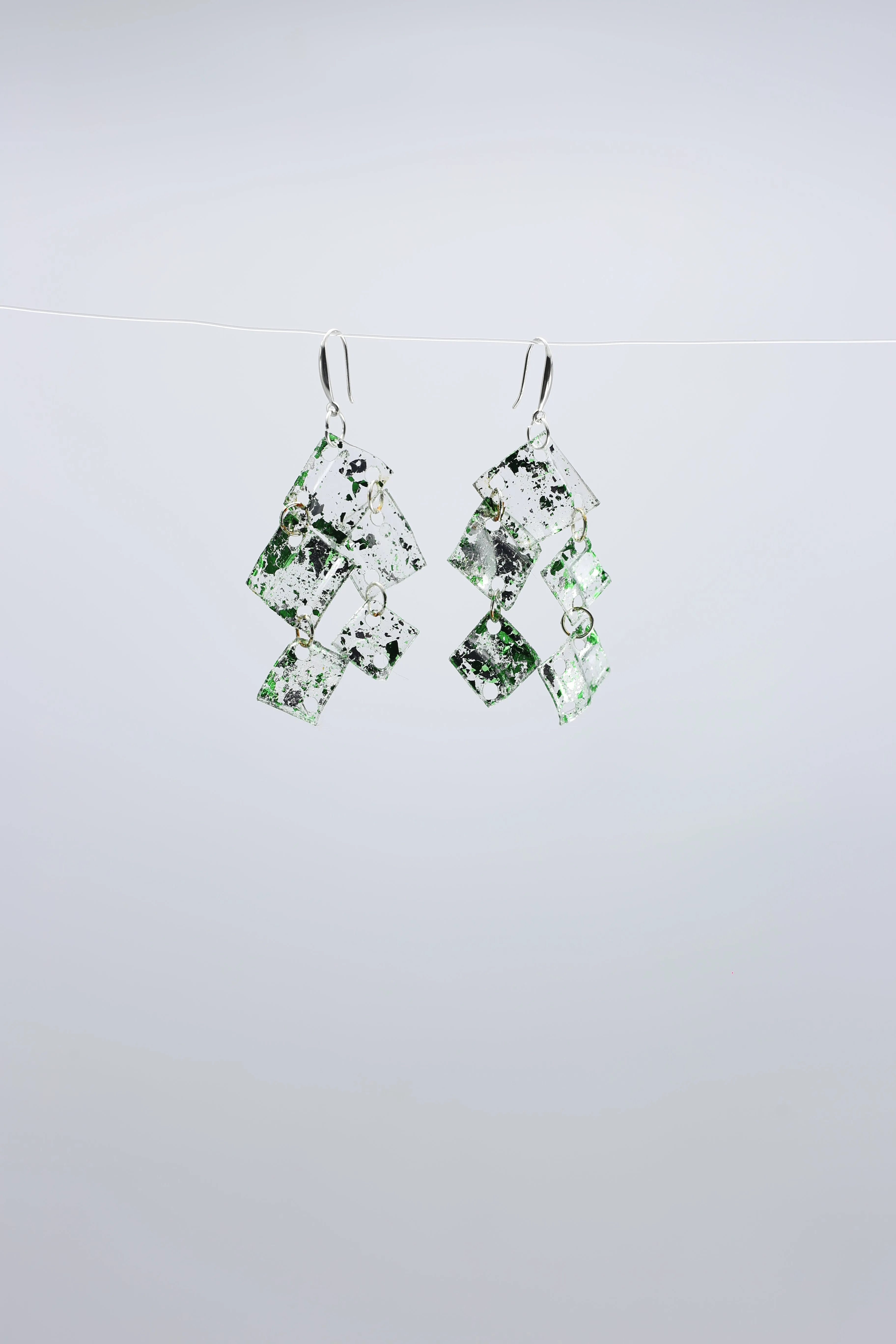 Aqua Chandelier earring- Hand gilded