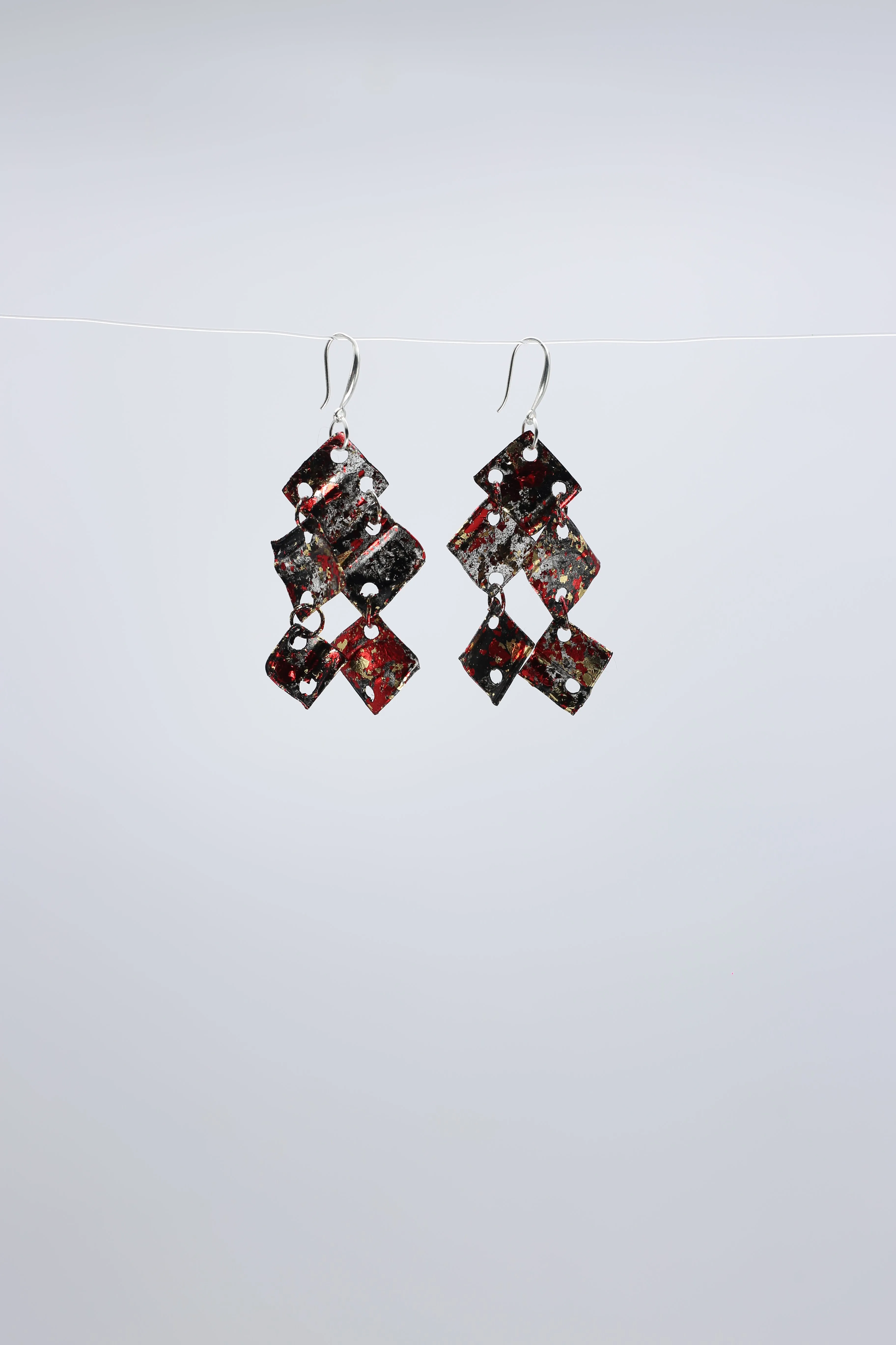 Aqua Chandelier earring- Hand gilded