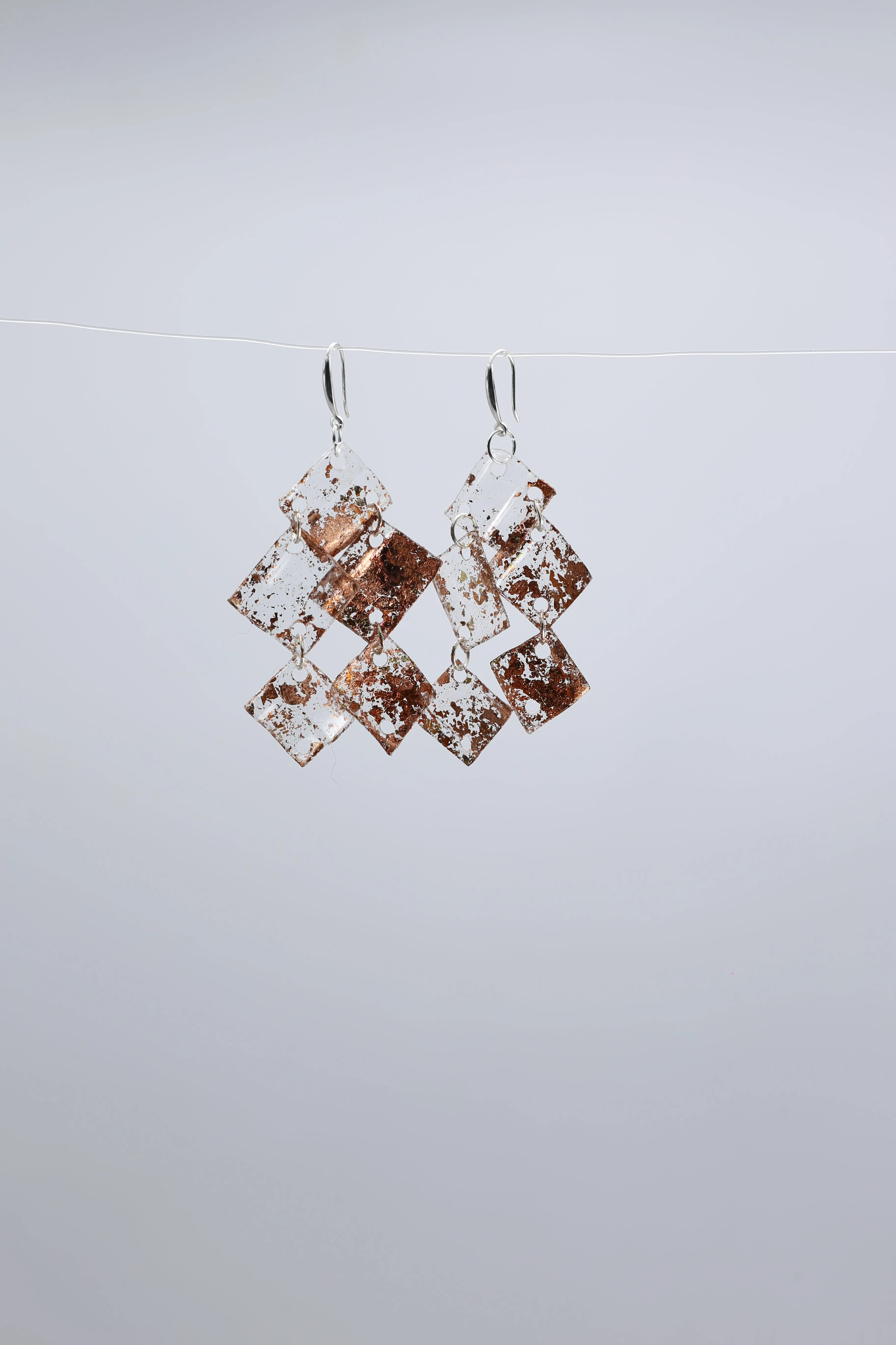 Aqua Chandelier earring- Hand gilded