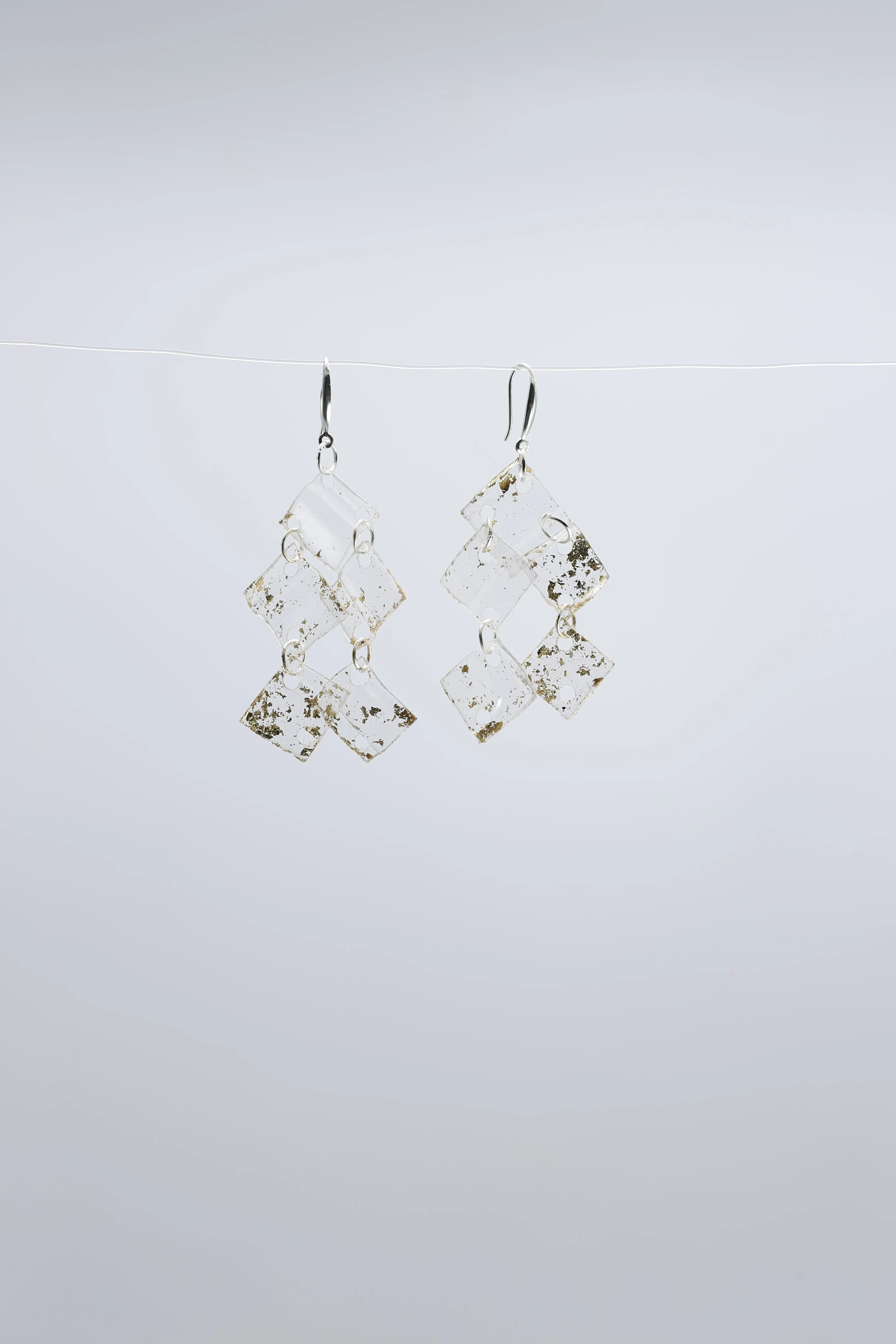 Aqua Chandelier earring- Hand gilded