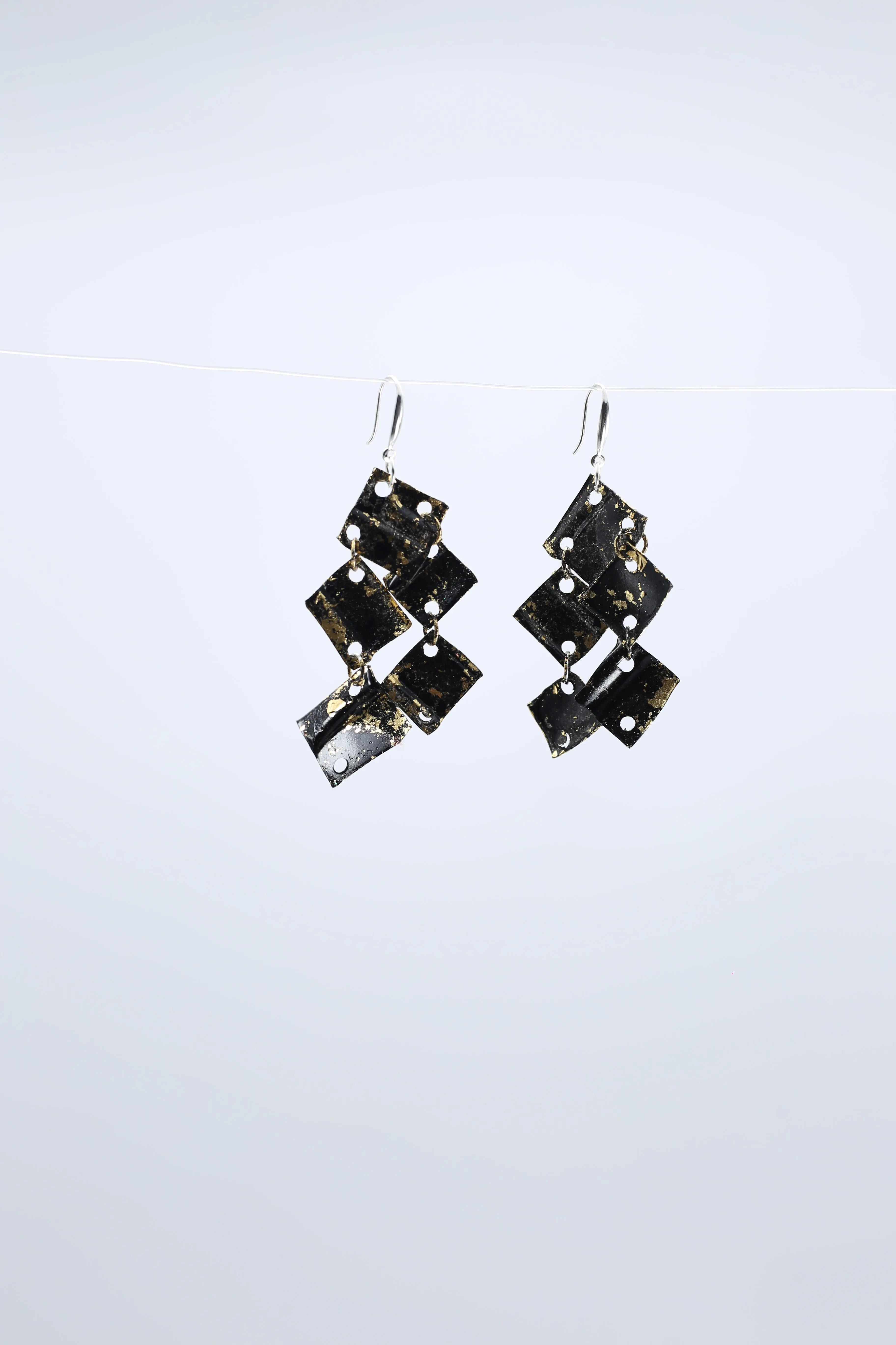 Aqua Chandelier earring- Hand gilded