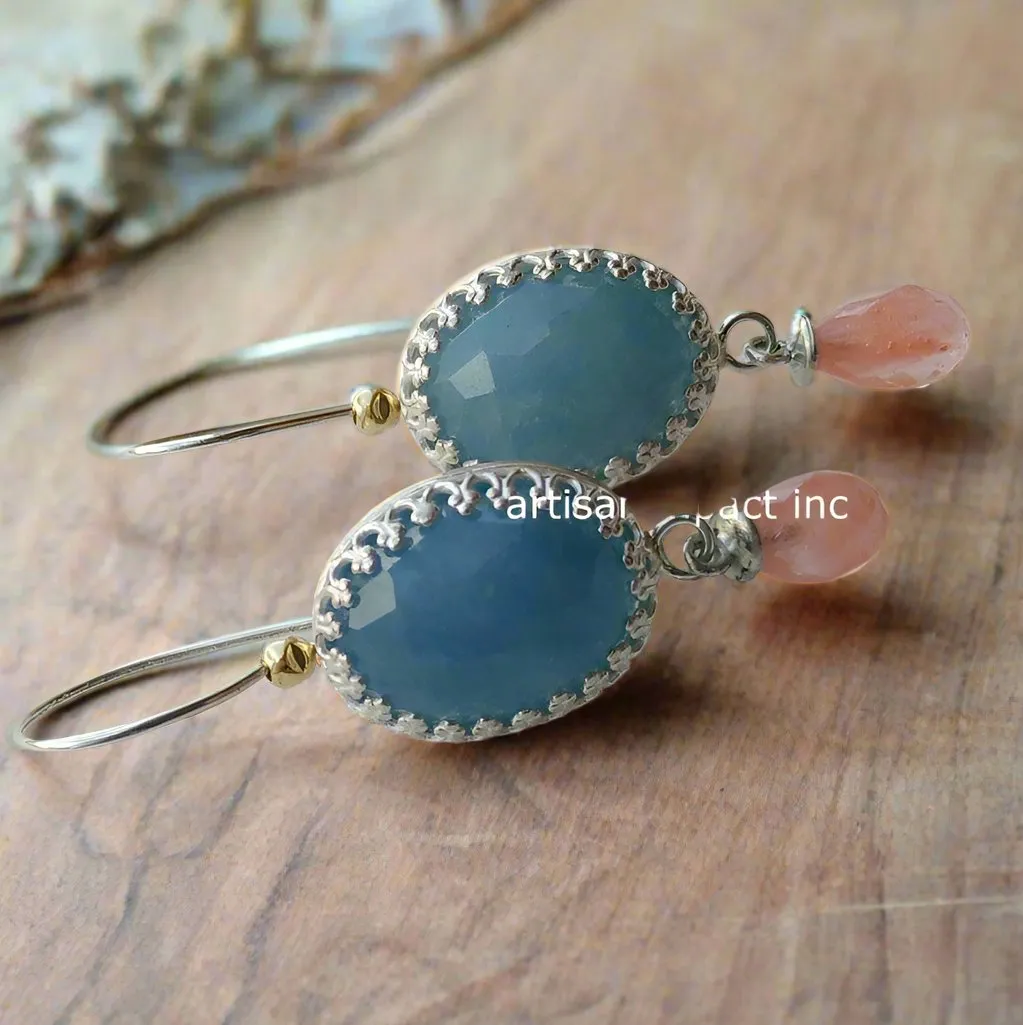 Aquamarine Cherry Quartz Earrings - Magic Moment.
