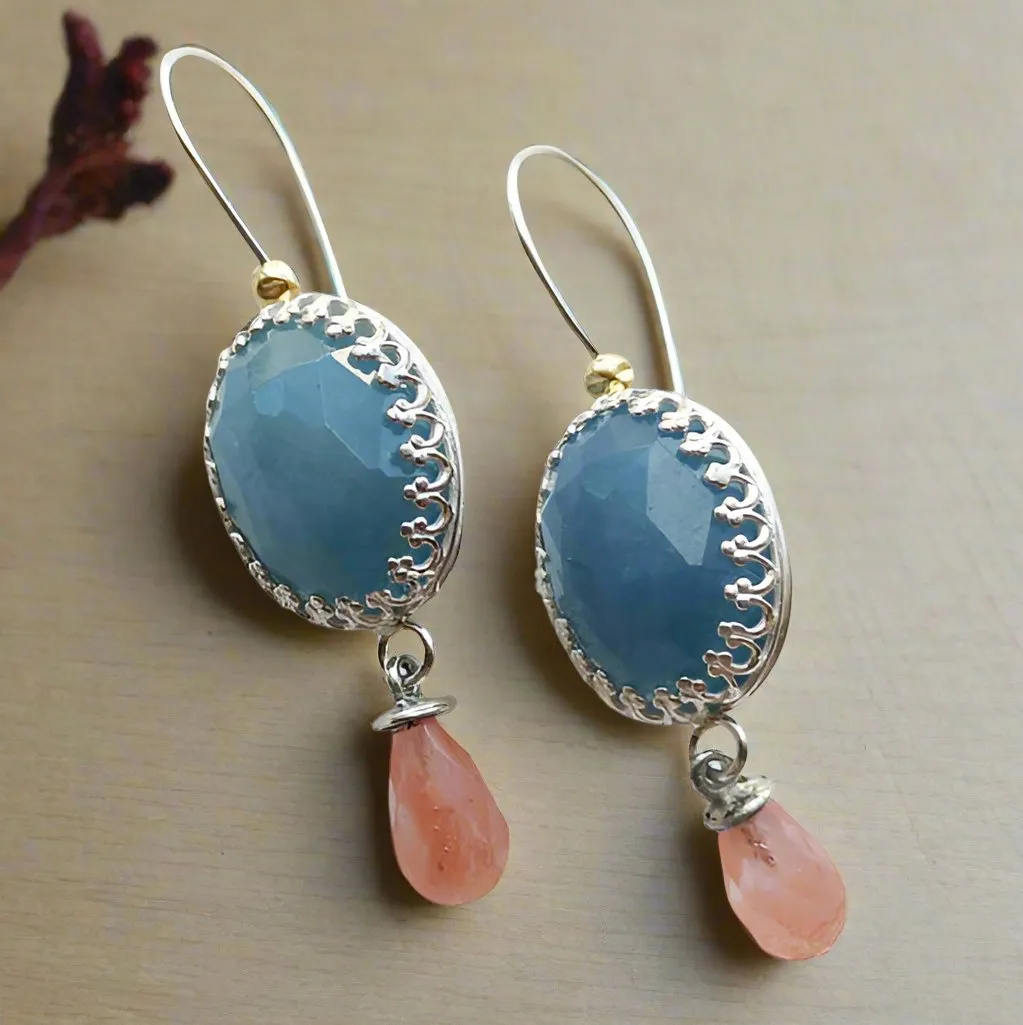 Aquamarine Cherry Quartz Earrings - Magic Moment.