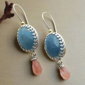 Aquamarine Cherry Quartz Earrings - Magic Moment.