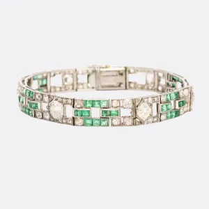 Art Deco Diamond & Emerald Bracelet