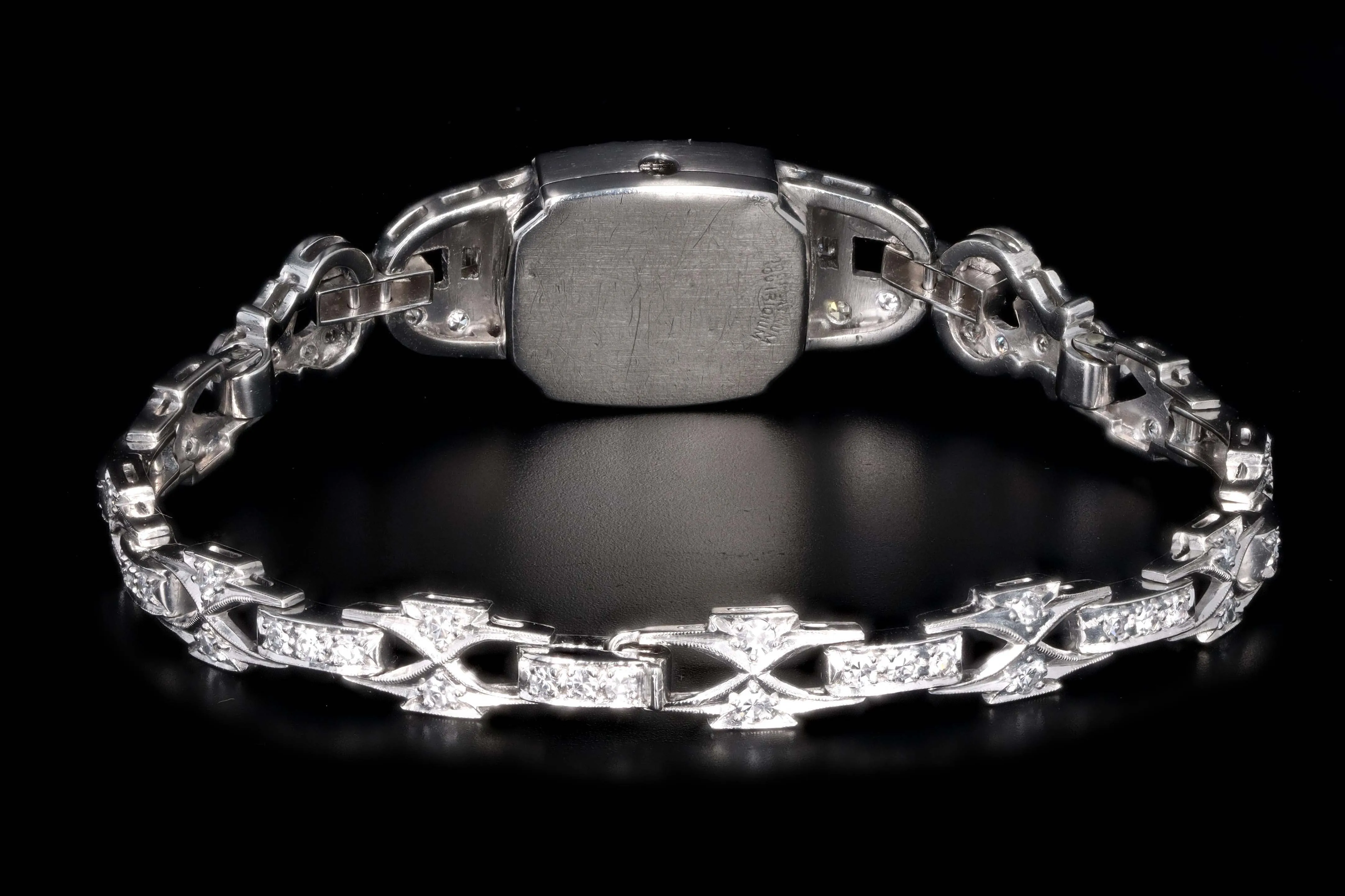 Art Deco Platinum Black Onyx & Diamond Watch Conversion Bracelet