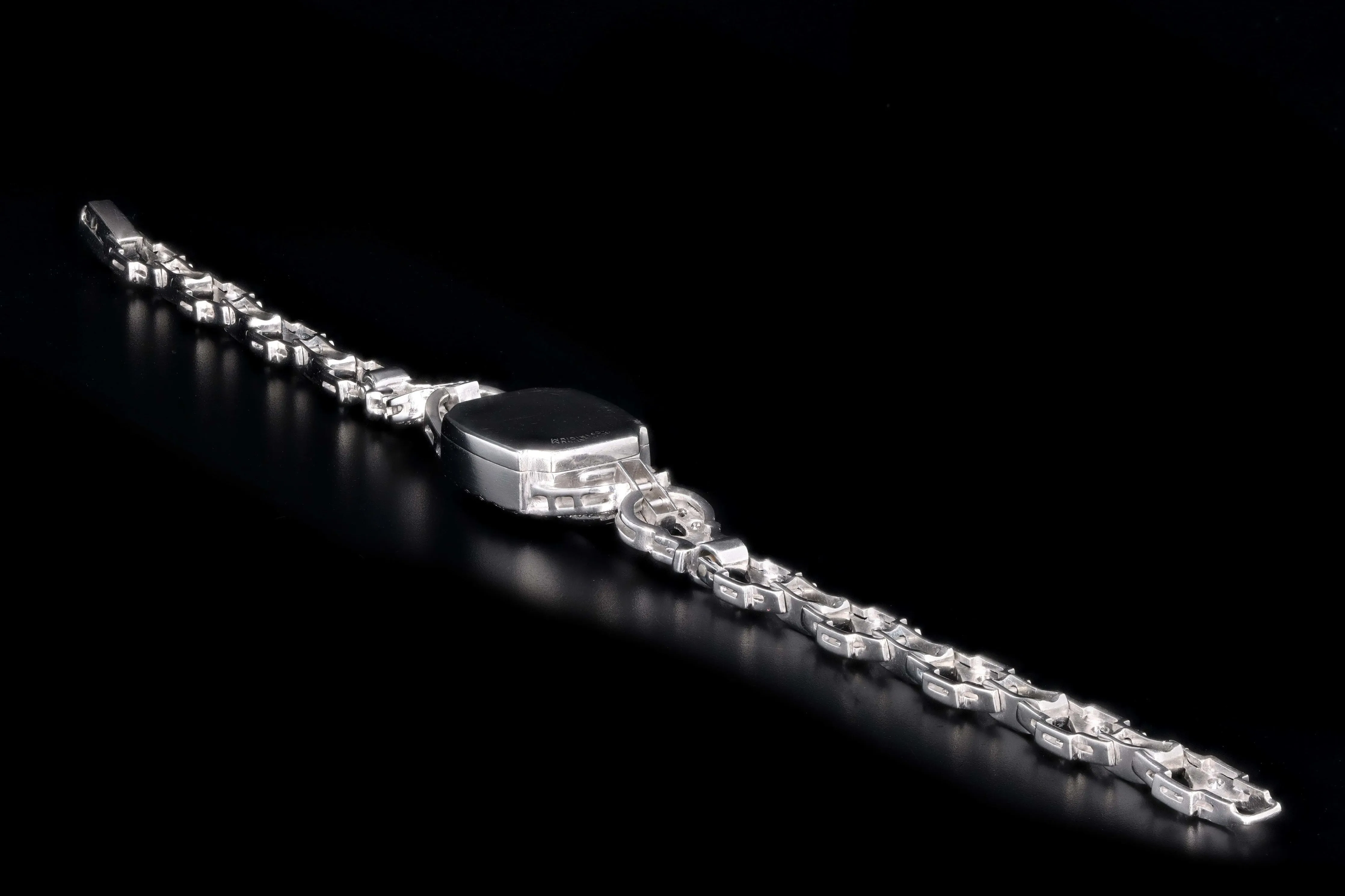 Art Deco Platinum Black Onyx & Diamond Watch Conversion Bracelet