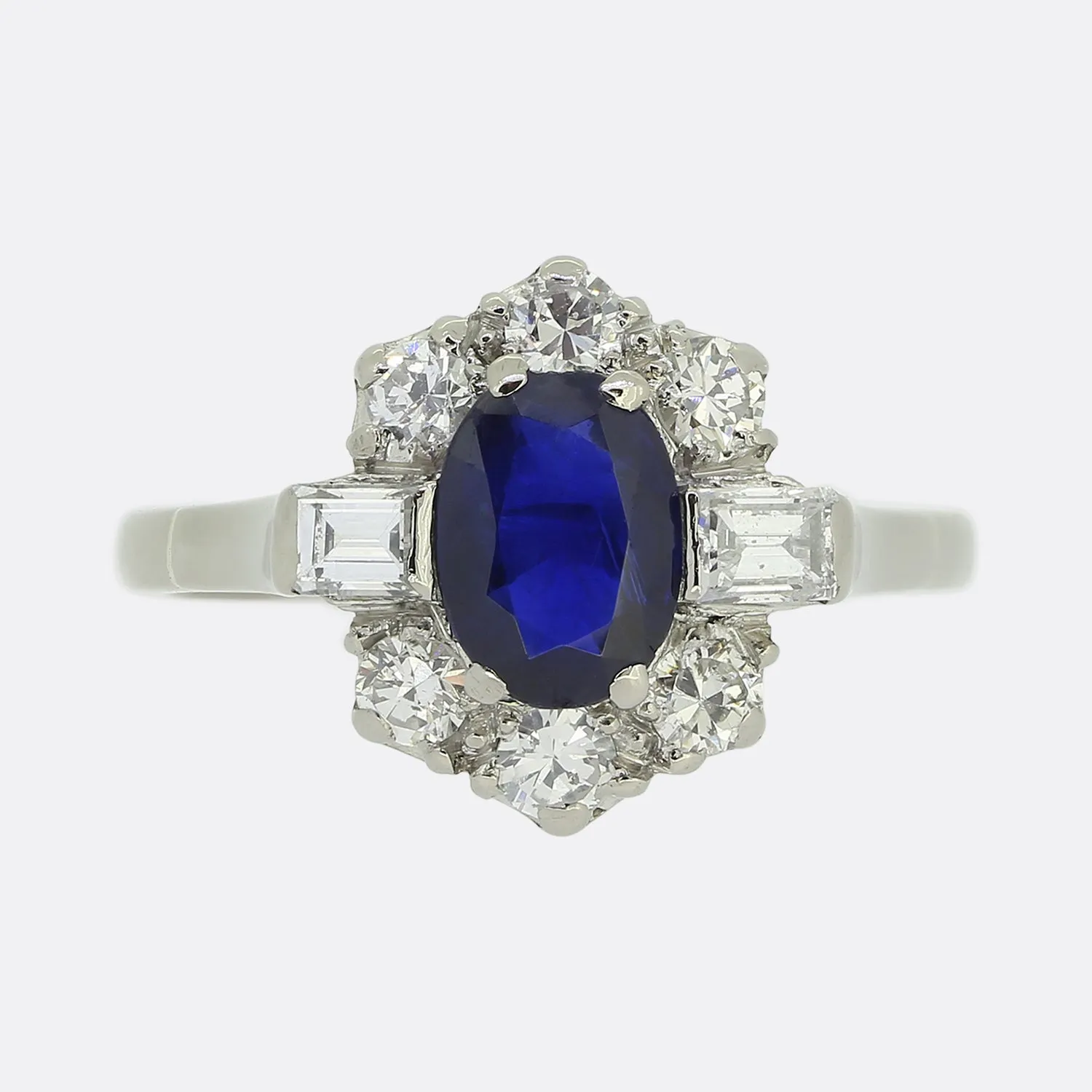 Art Deco Sapphire and Diamond Cluster Ring