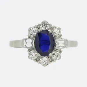 Art Deco Sapphire and Diamond Cluster Ring