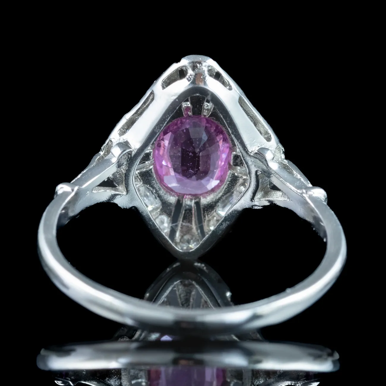 Art Deco Style Pink Sapphire Diamond Cluster Ring 0.80ct Sapphire
