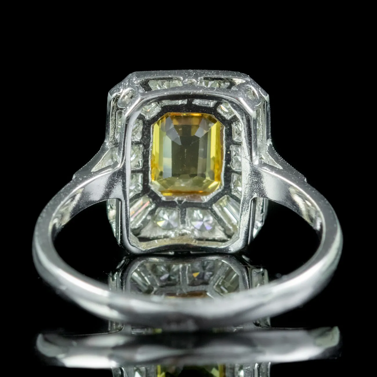 Art Deco Style Yellow Sapphire Diamond Ring 1.30ct Sapphire