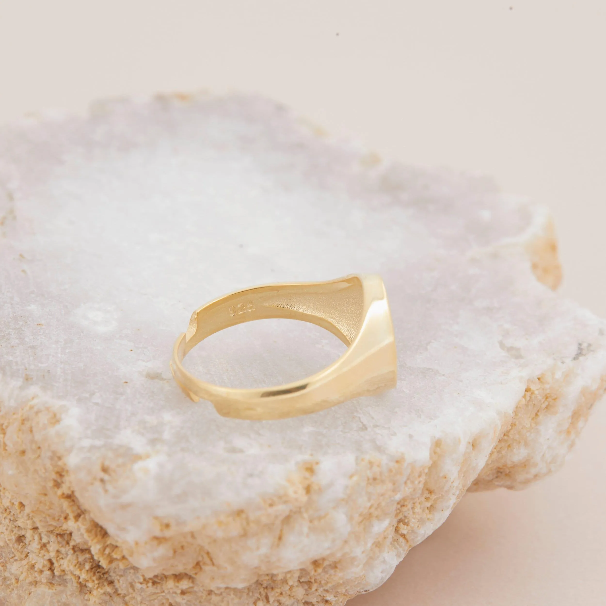 Baguette Diamond Signet Ring - 18K Gold Vermeil
