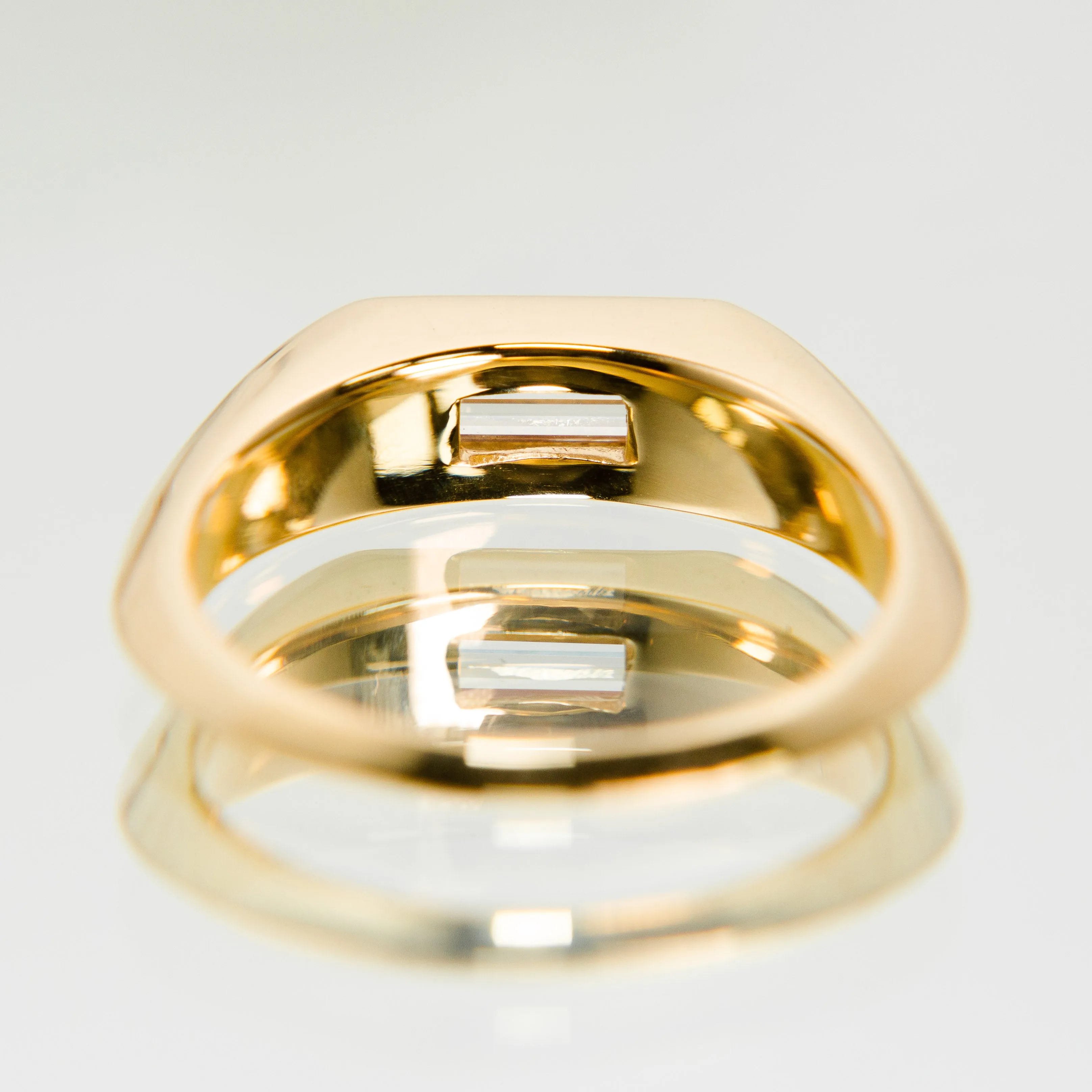 Baguette Diamond Signet Ring in 18k Yellow Gold