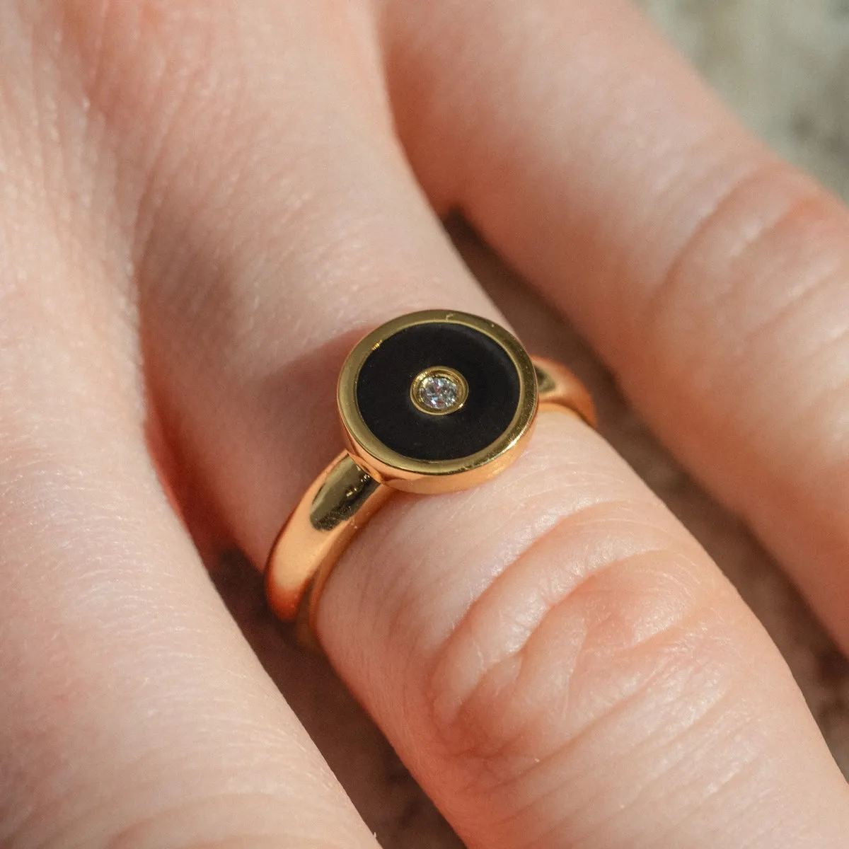 Balia Black Enamel Ring