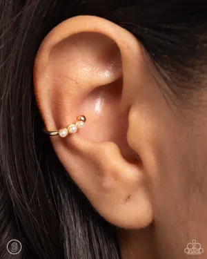 Ballerina Backdrop - Gold - Paparazzi Ear Cuff Earrings