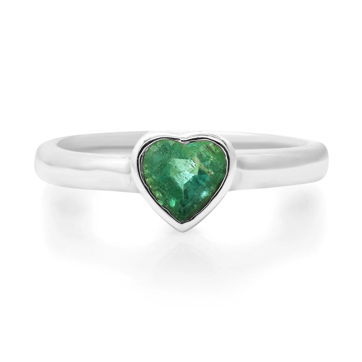 Bezel Set Emerald Heart Ring