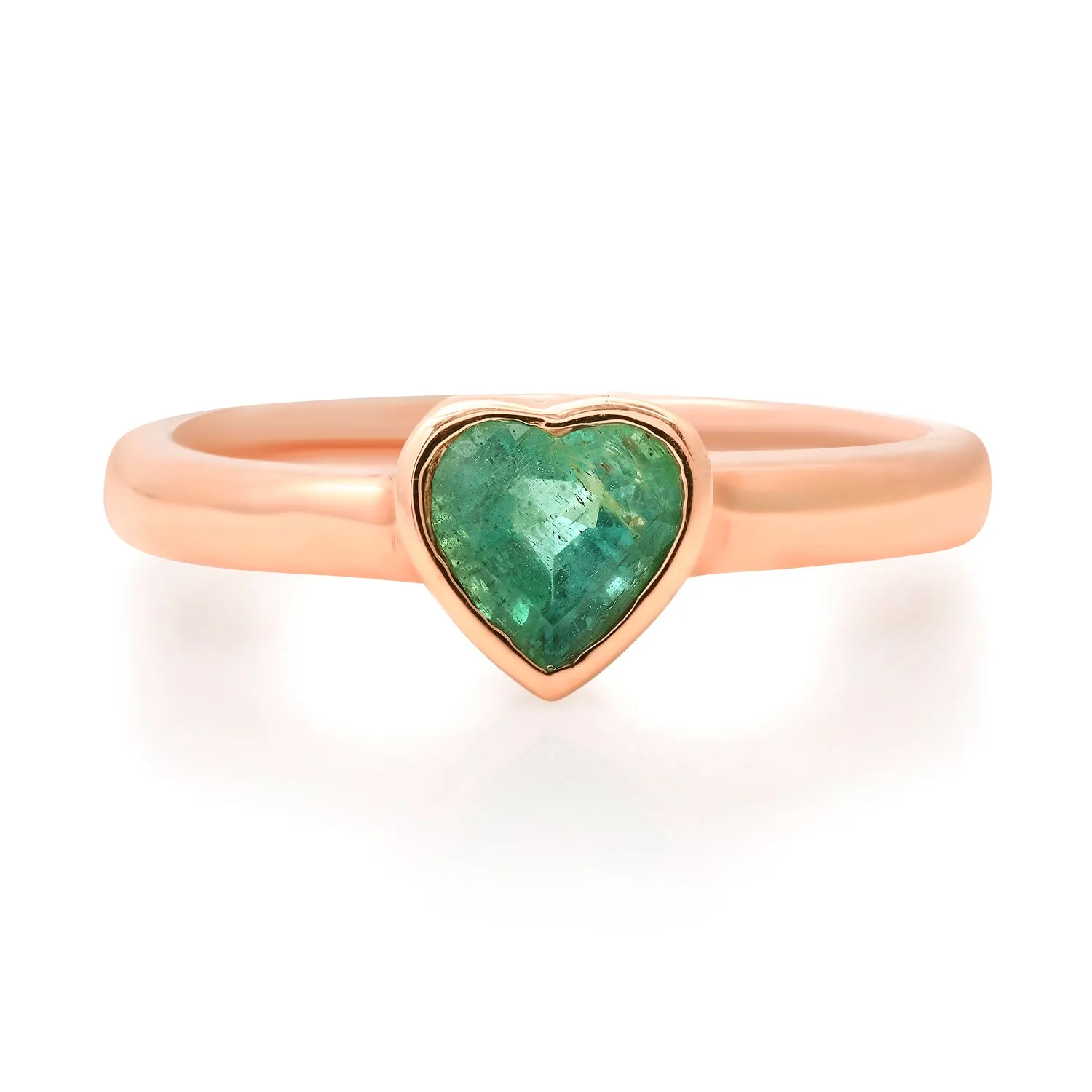 Bezel Set Emerald Heart Ring