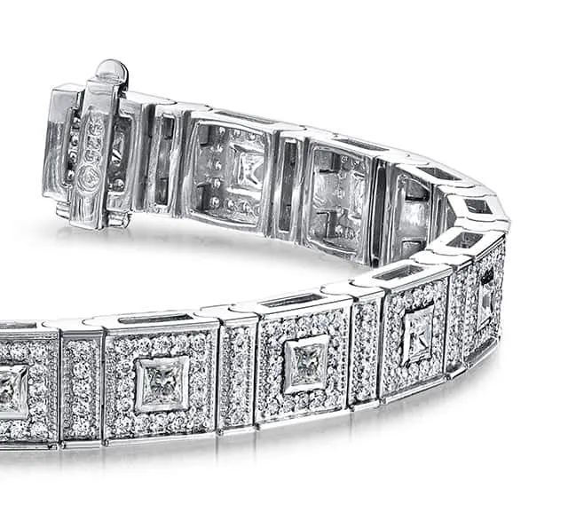 Bezel Set Princess Diamond Bracelet with 3.24 ct.(finished) 1.1mm, 2mm