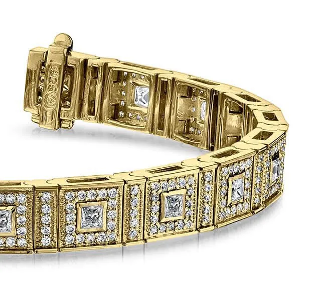 Bezel Set Princess Diamond Bracelet with 3.24 ct.(finished) 1.1mm, 2mm