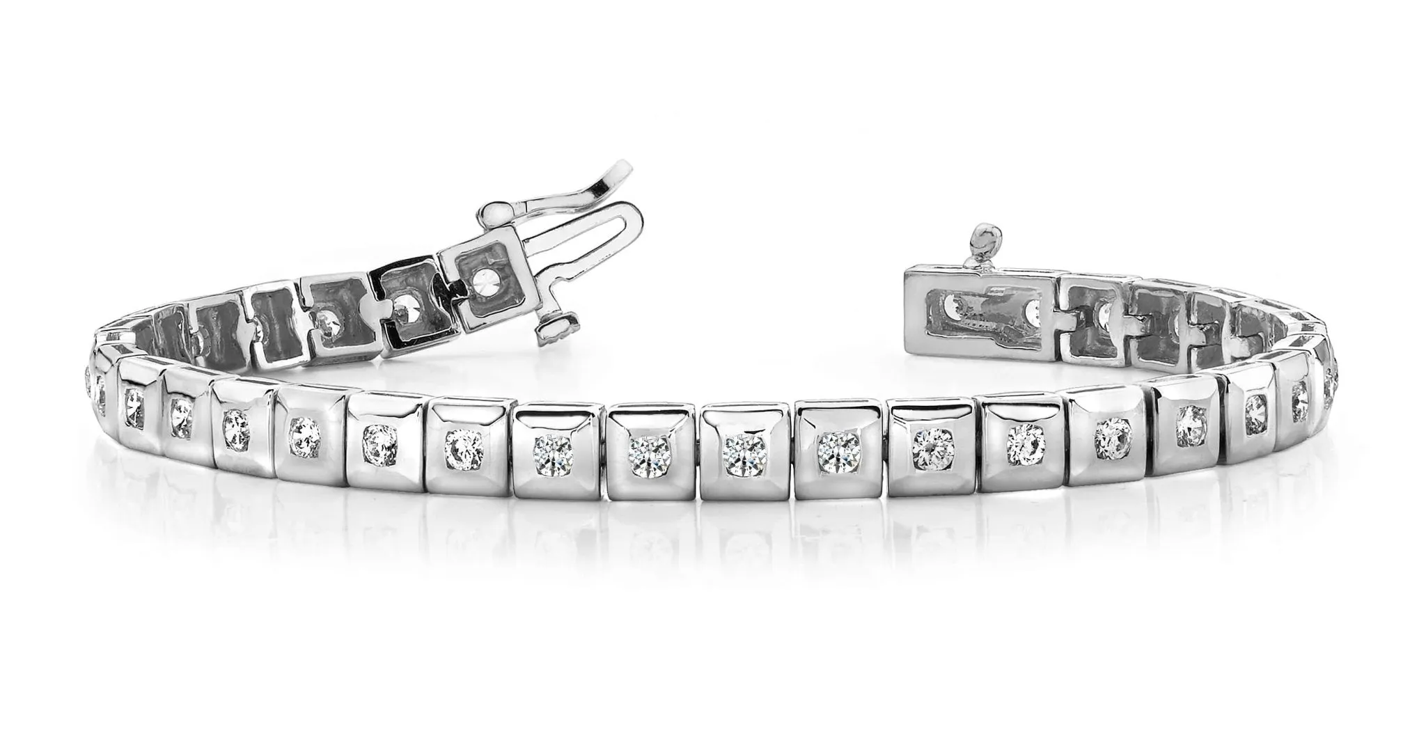 Bezel Set Square Link Diamond Bracelet with 3.10 ct.(finished) 3.0mm