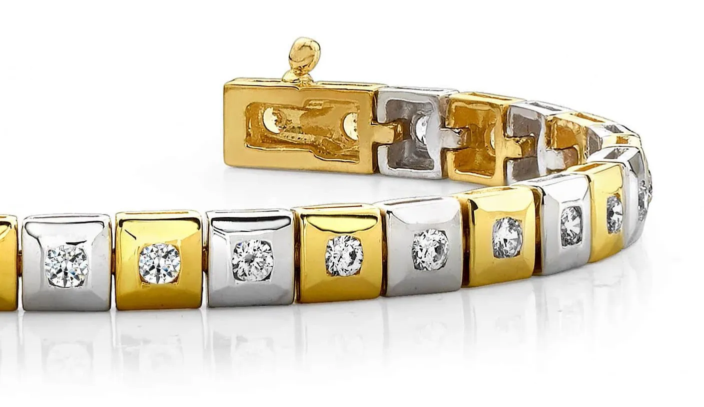 Bezel Set Square Link Diamond Bracelet with 3.10 ct.(finished) 3.0mm