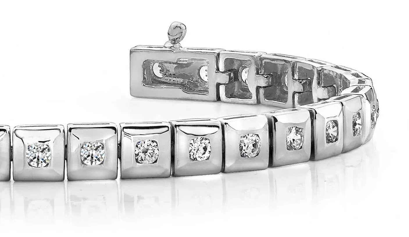 Bezel Set Square Link Diamond Bracelet with 3.10 ct.(finished) 3.0mm
