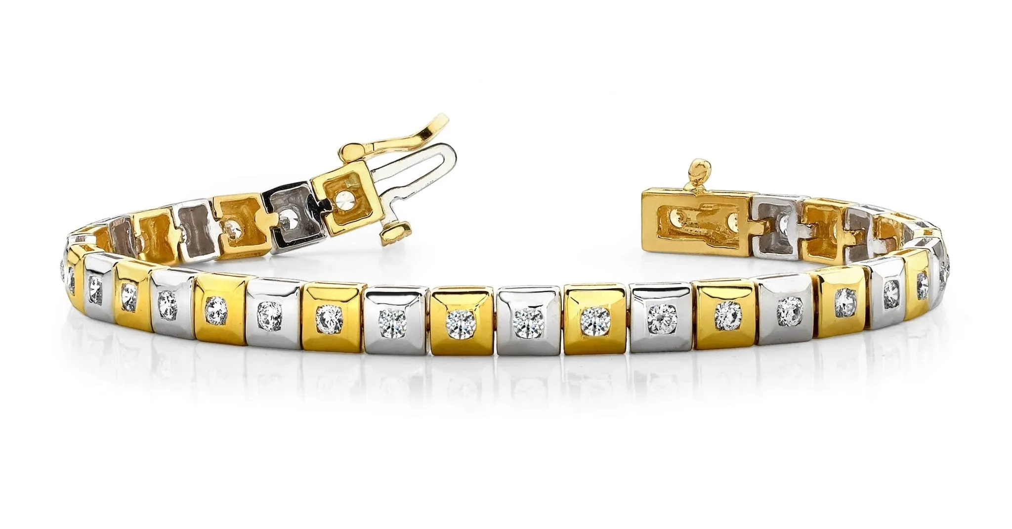 Bezel Set Square Link Diamond Bracelet with 3.10 ct.(finished) 3.0mm