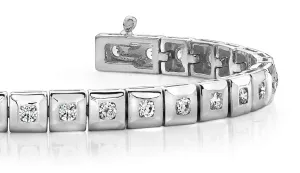 Bezel Set Square Link Diamond Bracelet with 3.10 ct.(finished) 3.0mm