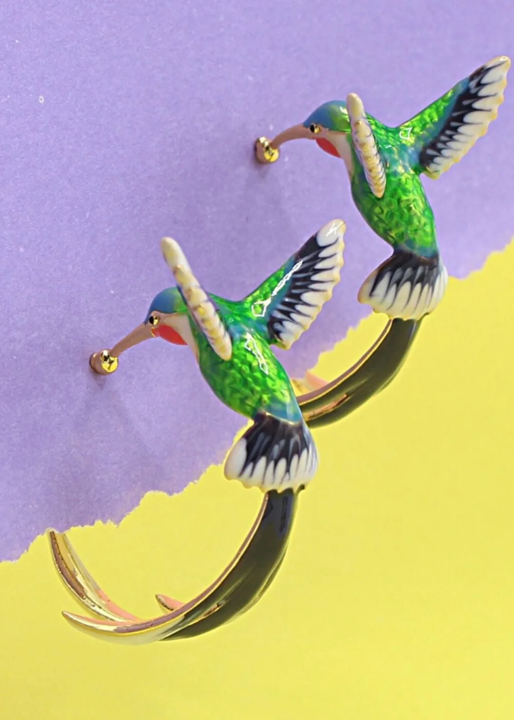 Bill Skinner Hummingbird Hoop Earrings Gold