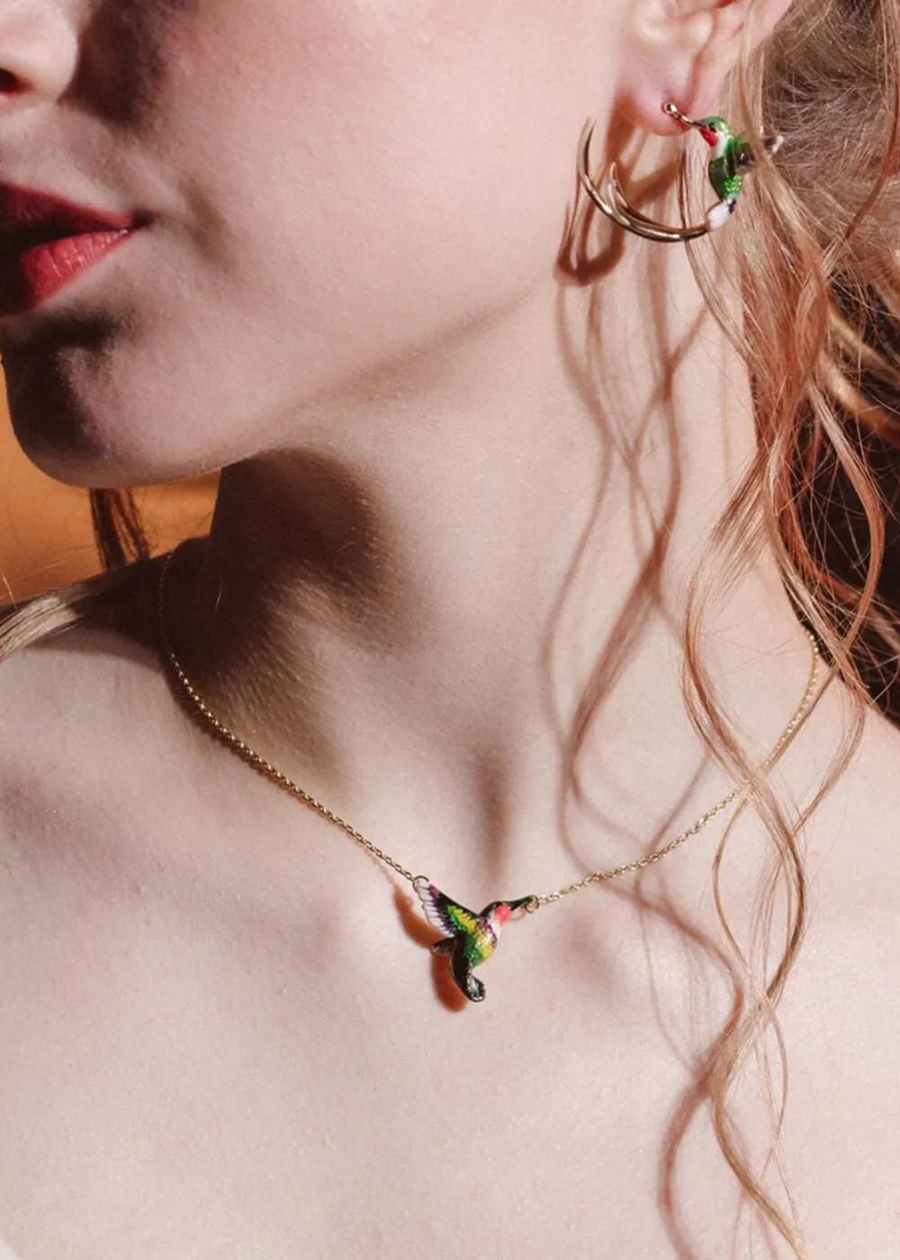 Bill Skinner Hummingbird Hoop Earrings Gold