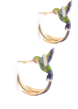 Bill Skinner Hummingbird Hoop Earrings Gold