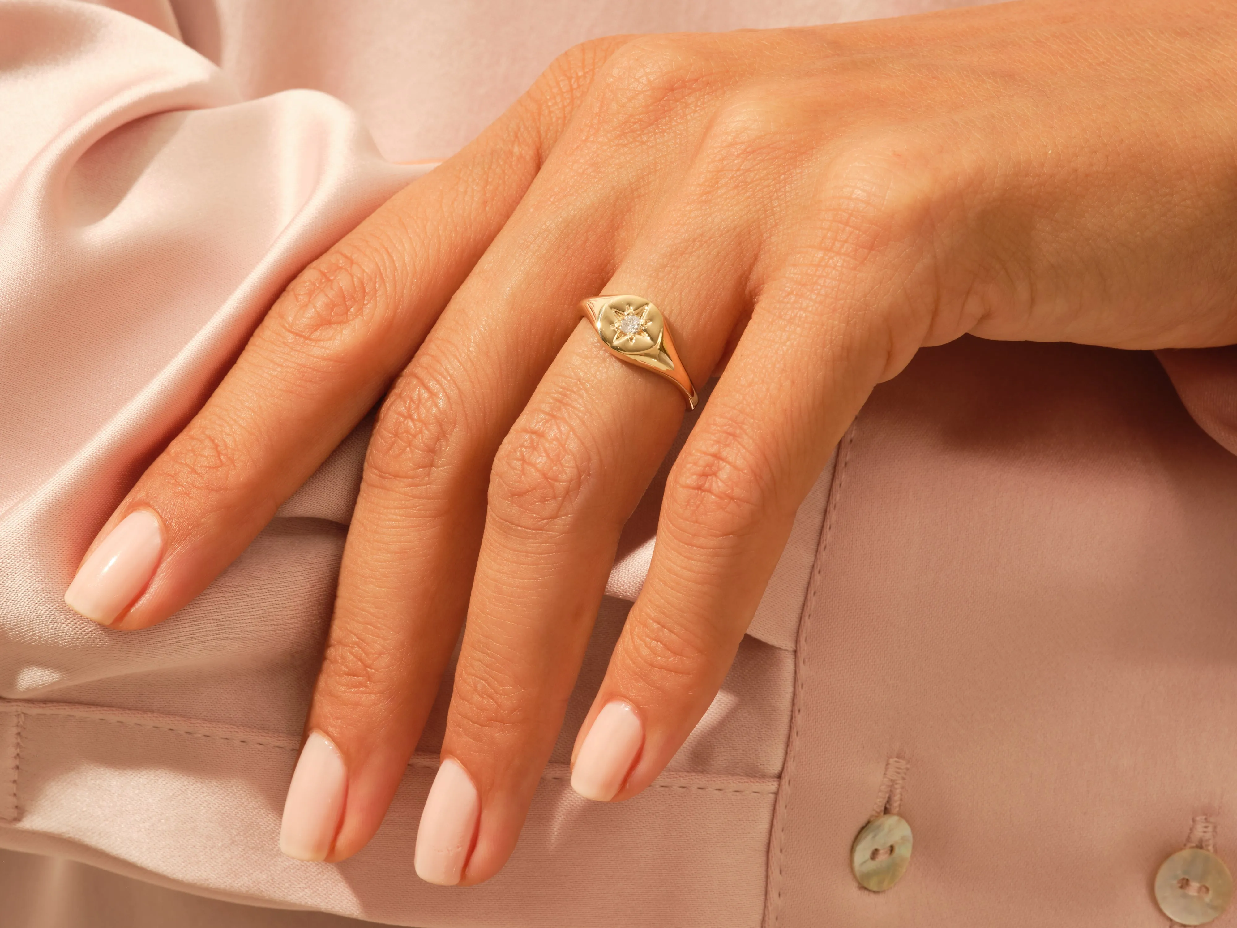Birthstone Signet Ring in 14k Solid Gold