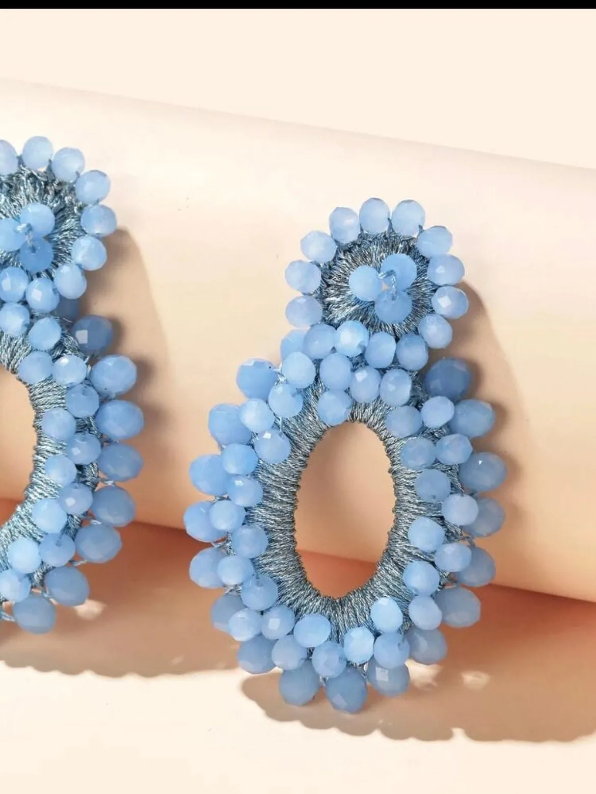 blue chunky earrings , baby blue beaded handmade earrings , light blue statement earrings , long blue earrings ,big blue , large earrings