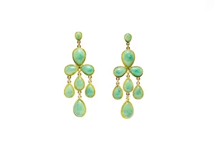 Blue Green Marble Dangle Earrings