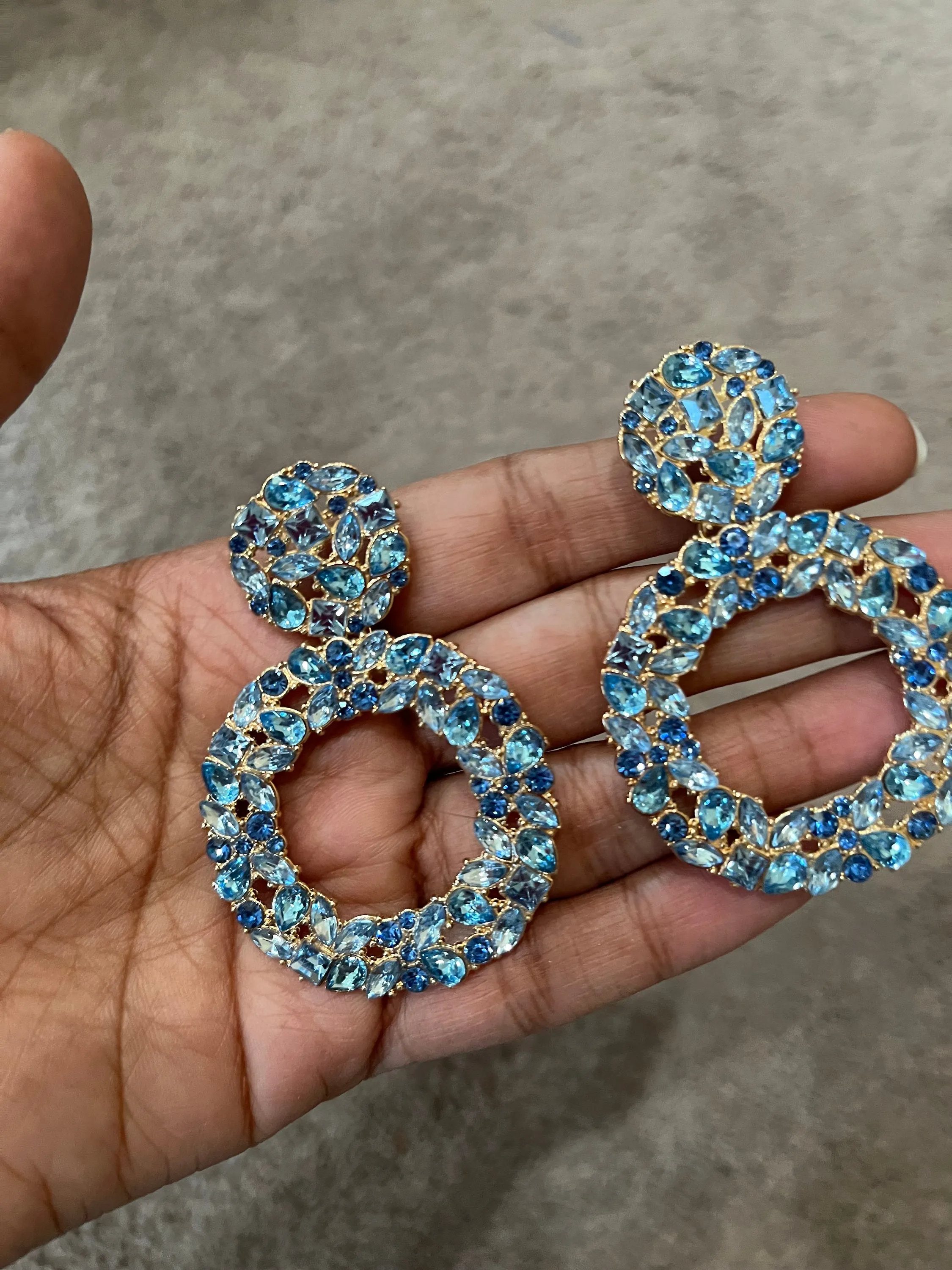 blue rhinestone earrings , big blue earrings , blue statement earrings , long blue earrings ,big aqua aquamarine large crystal earrings