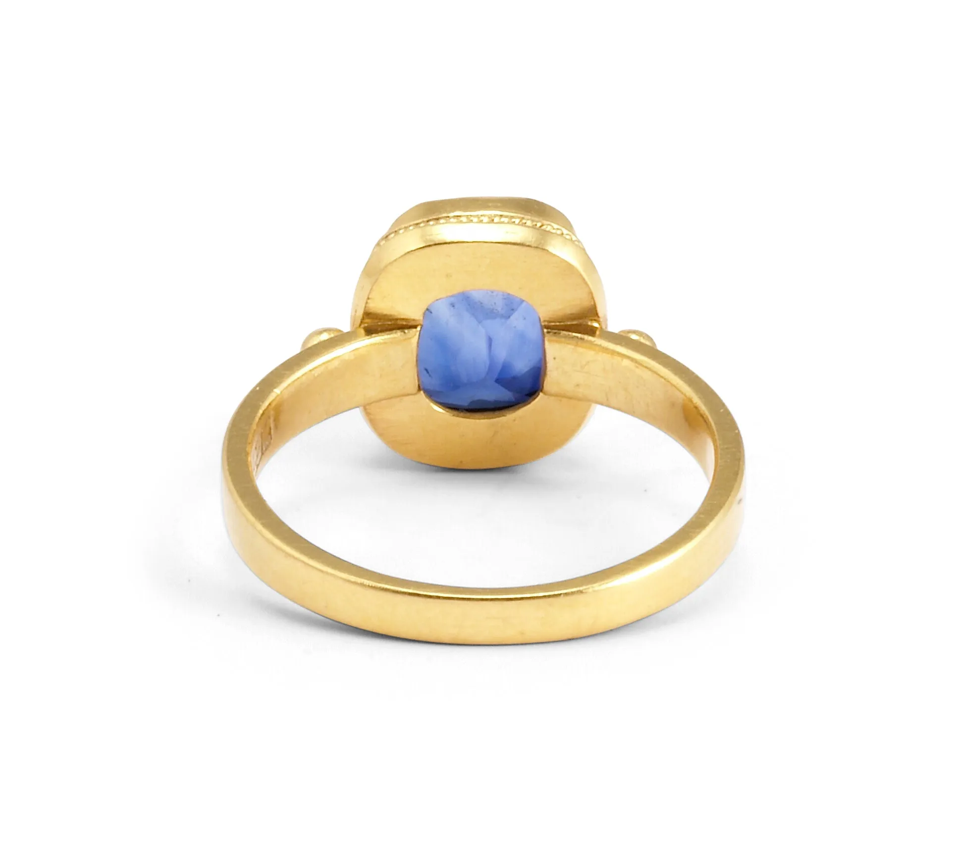 Blue Sapphire 3.59ct Faceted 22Kt Gold Handmade Ring