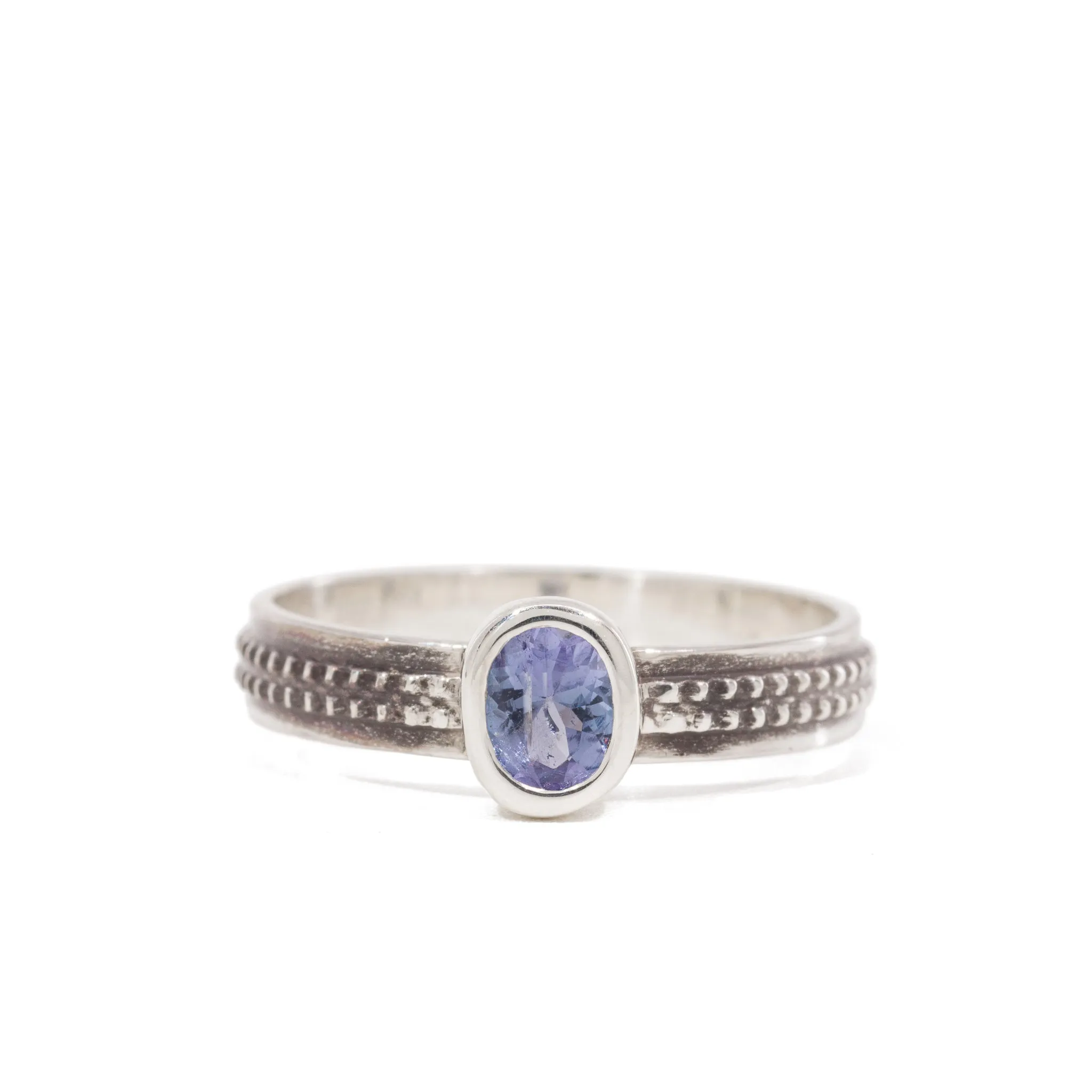 Blue Sapphire .38 Carat Sterling Silver Handcrafted Gemstone Ring