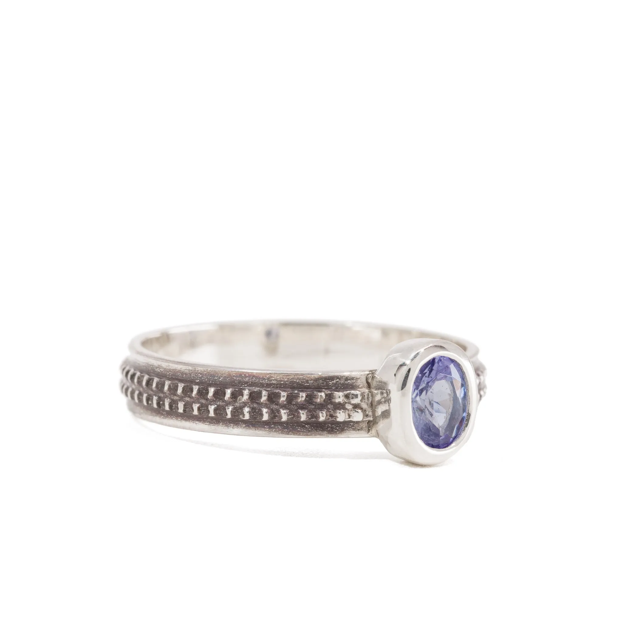 Blue Sapphire .38 Carat Sterling Silver Handcrafted Gemstone Ring