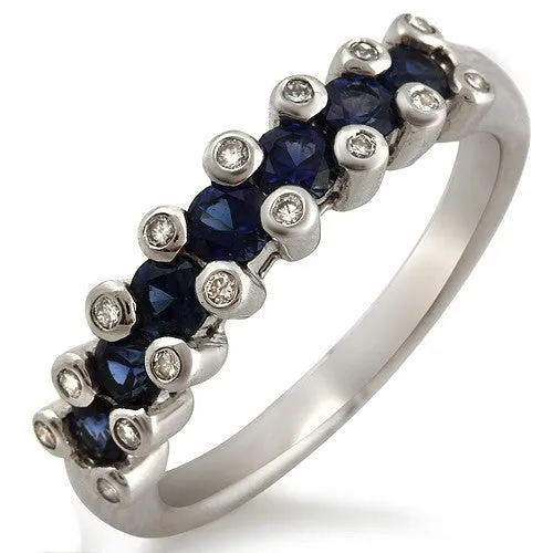 Blue Sapphire And Diamond Ring, 18k White Gold
