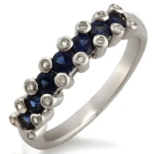 Blue Sapphire And Diamond Ring, 18k White Gold