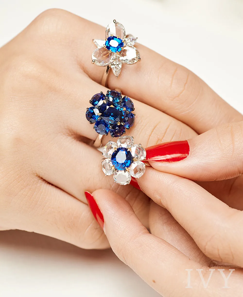 Blue Sapphire and Diamond Ring
