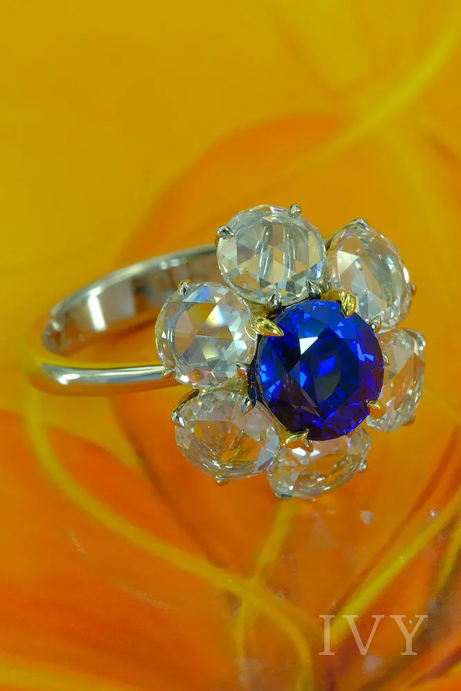 Blue Sapphire and Diamond Ring